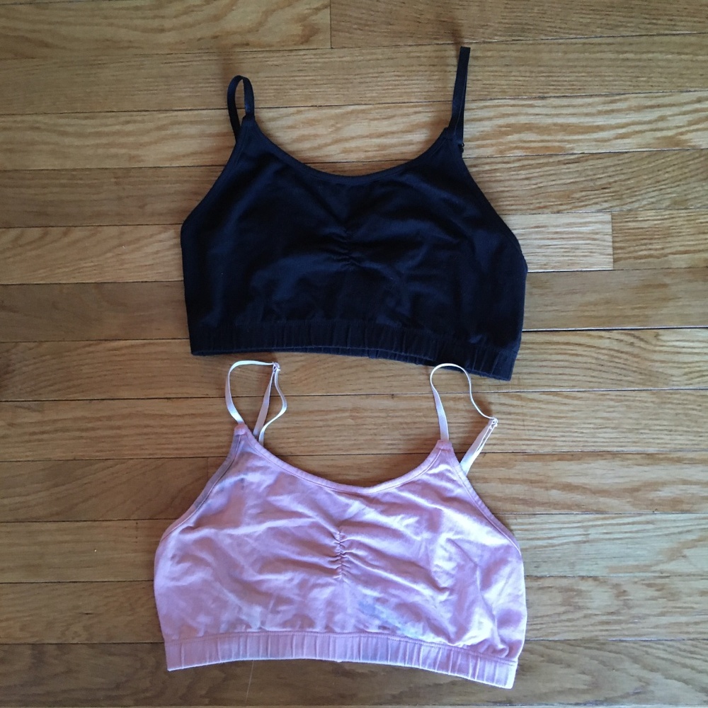 Miakoda Bralette - set of 2, size M Medium Pink and Black Organic Cotton Bamboo